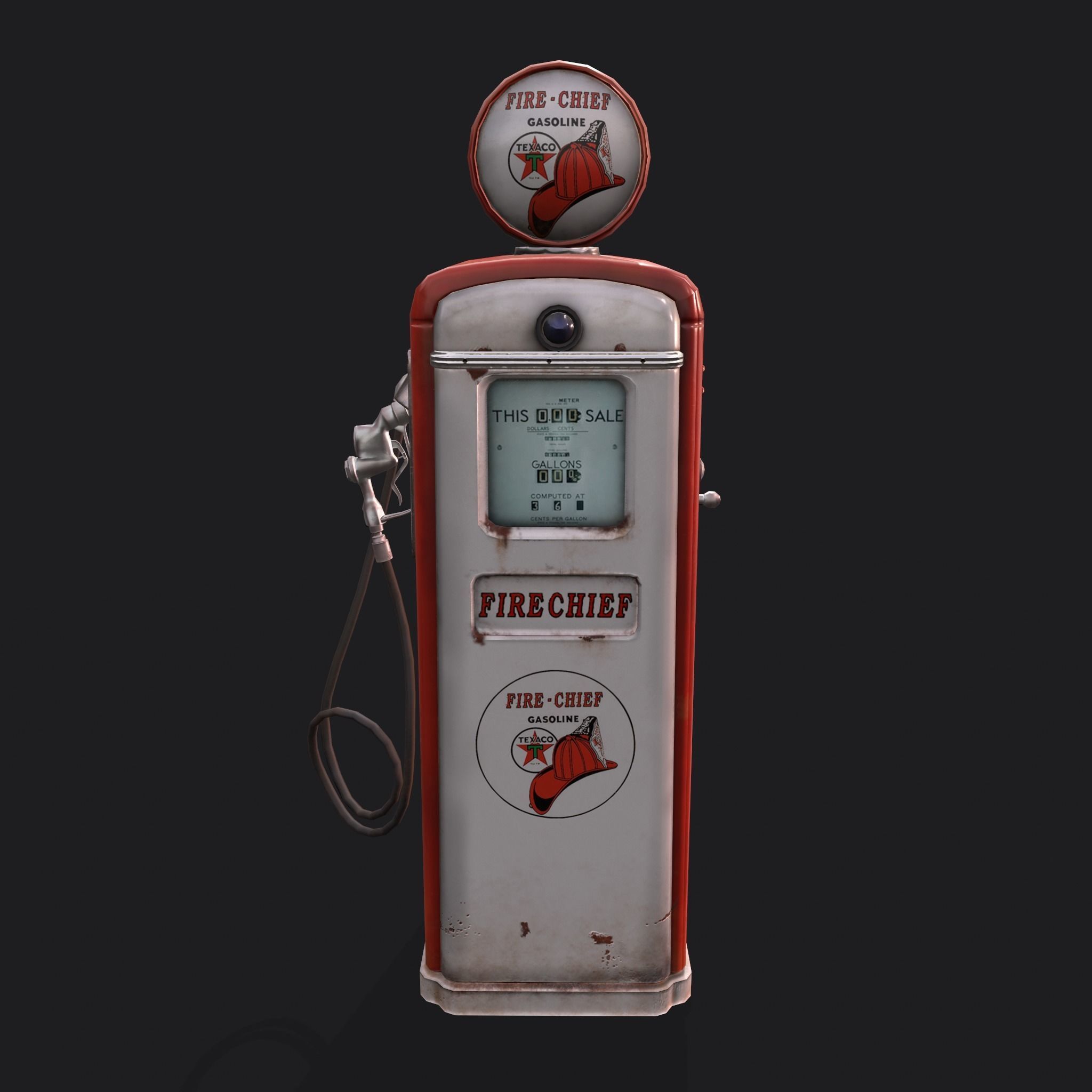 Vintage Gas Pump  Low-poly 3D model_2