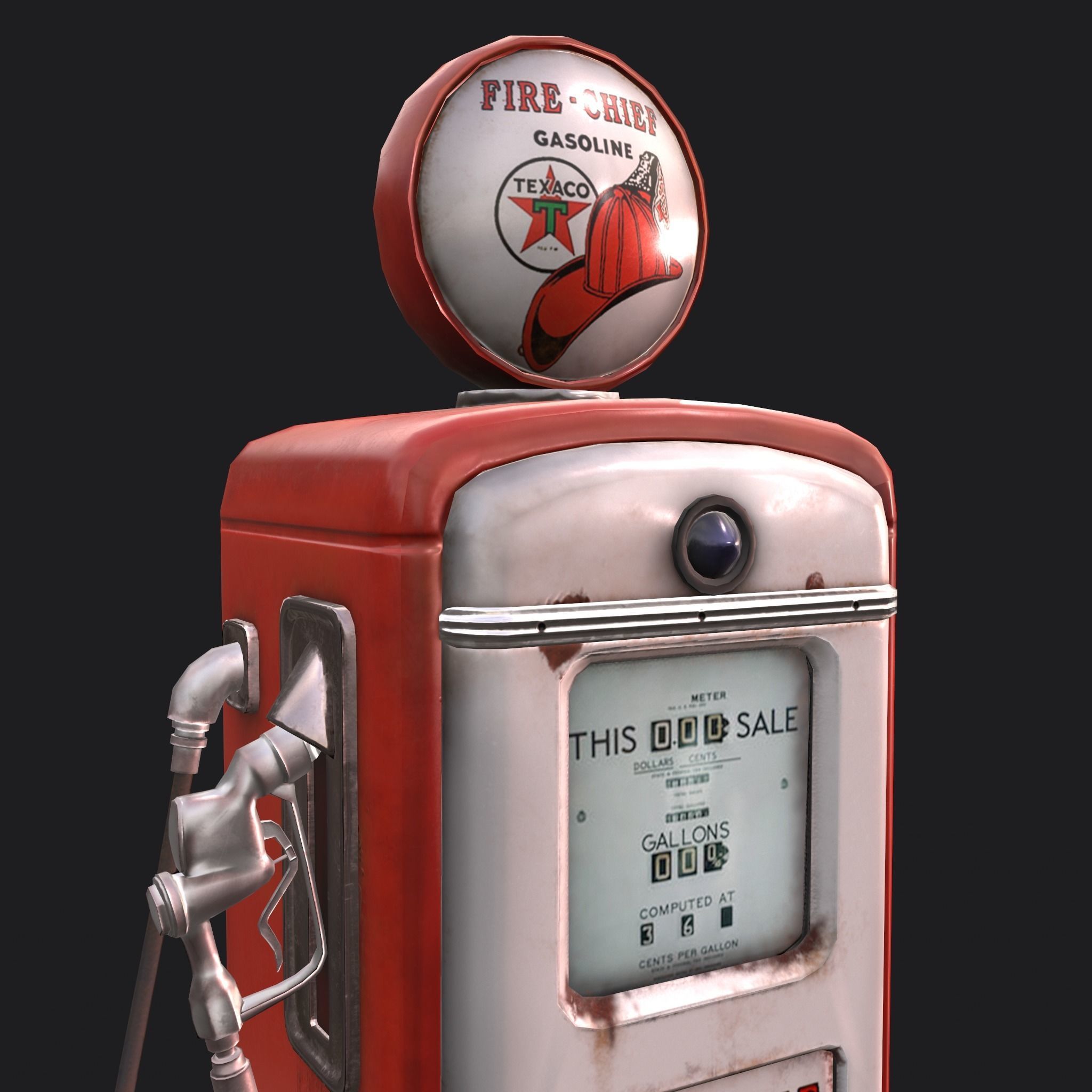 Vintage Gas Pump  Low-poly 3D model_15