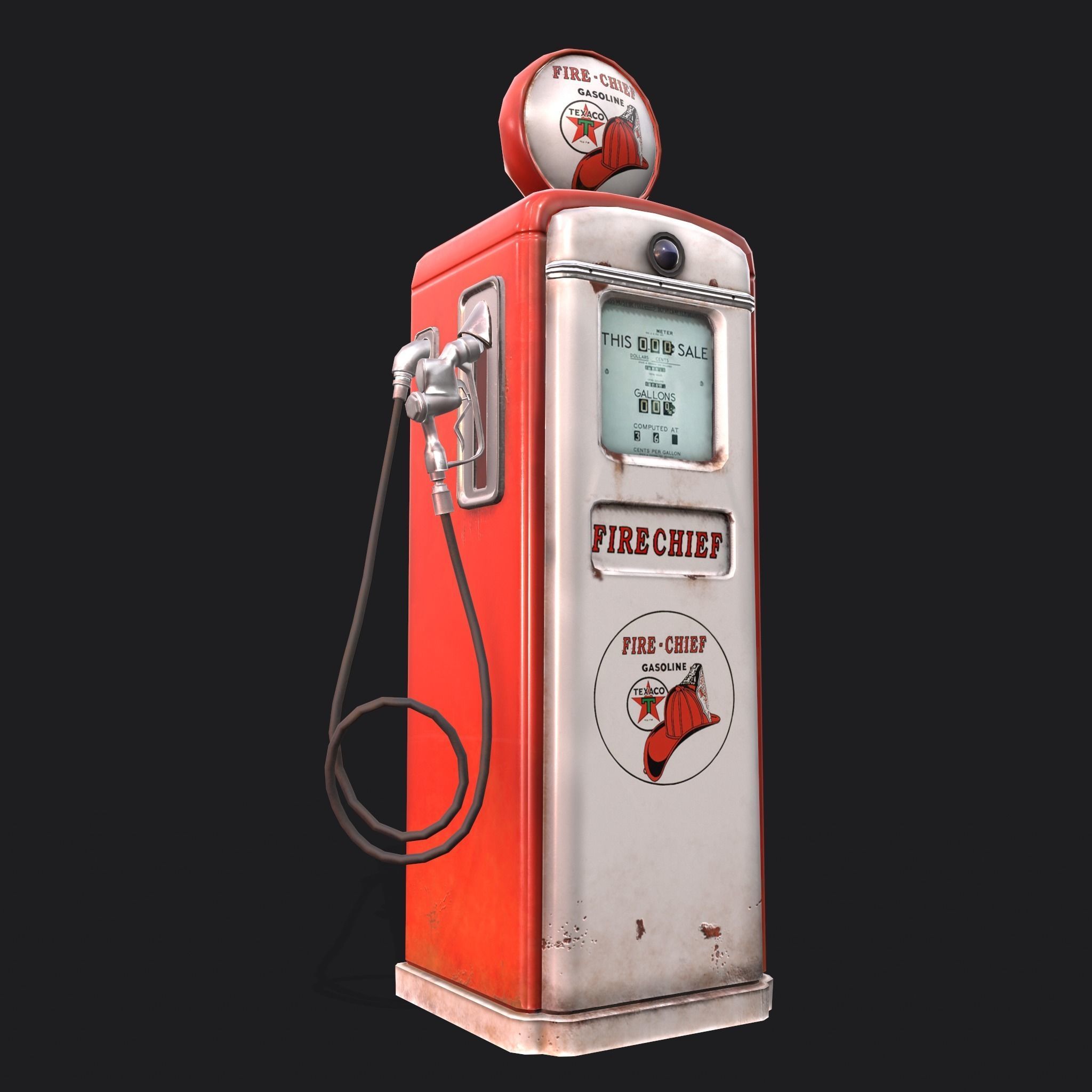 Vintage Gas Pump  Low-poly 3D model_25