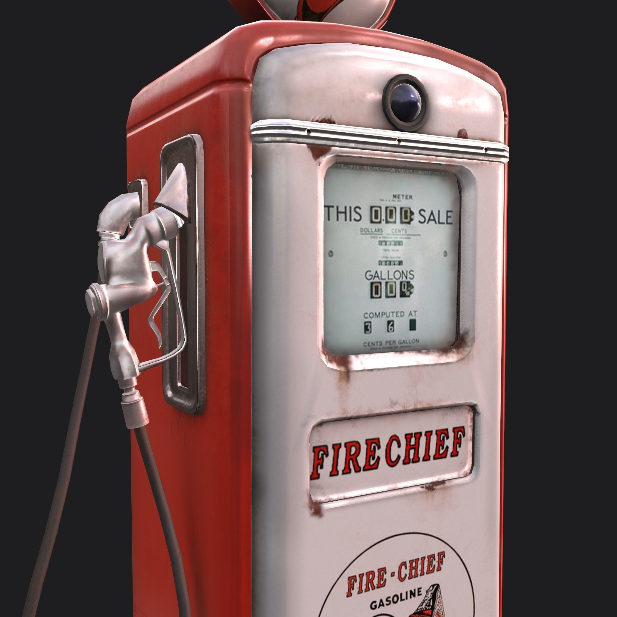 Vintage Gas Pump  Low-poly 3D model_16