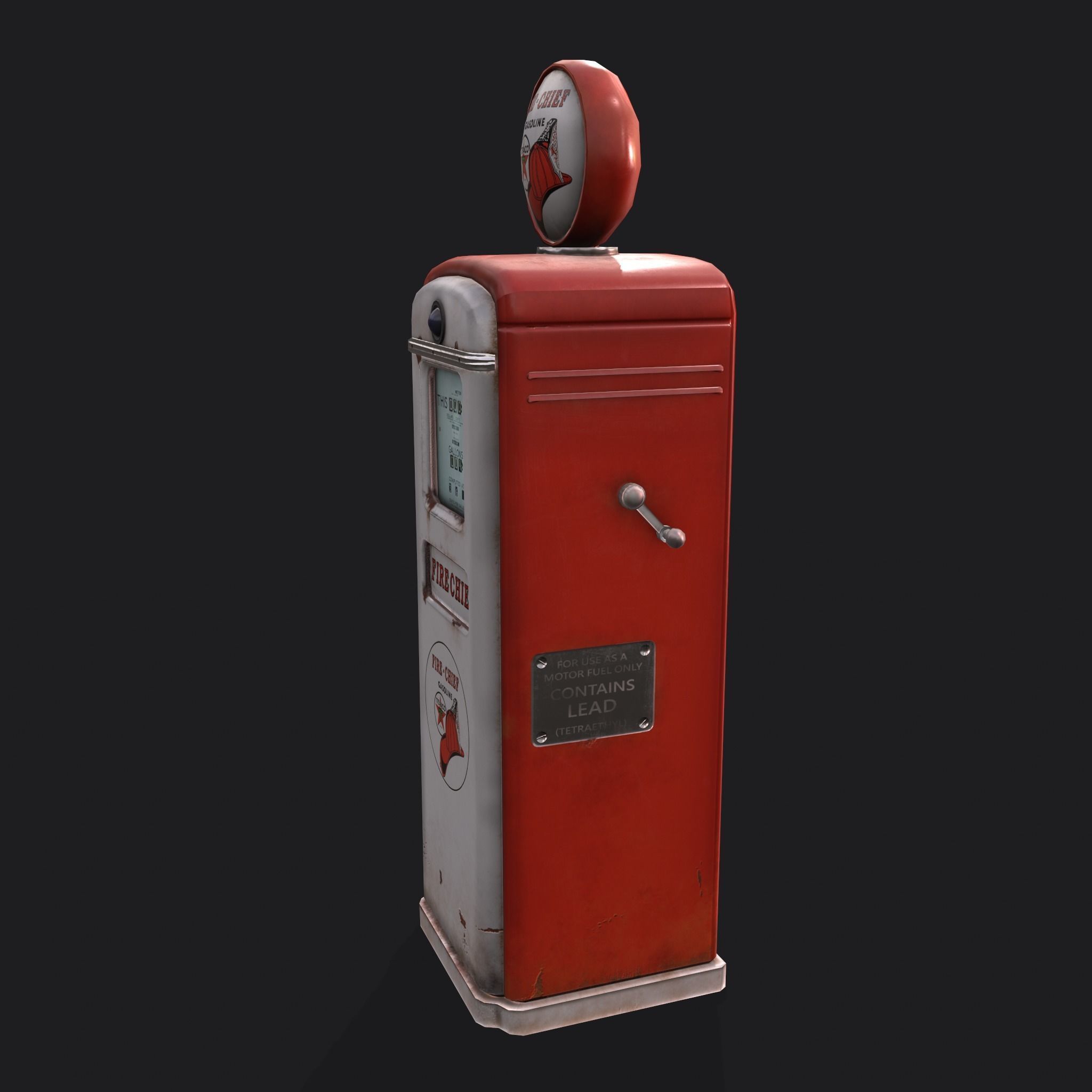 Vintage Gas Pump  Low-poly 3D model_4
