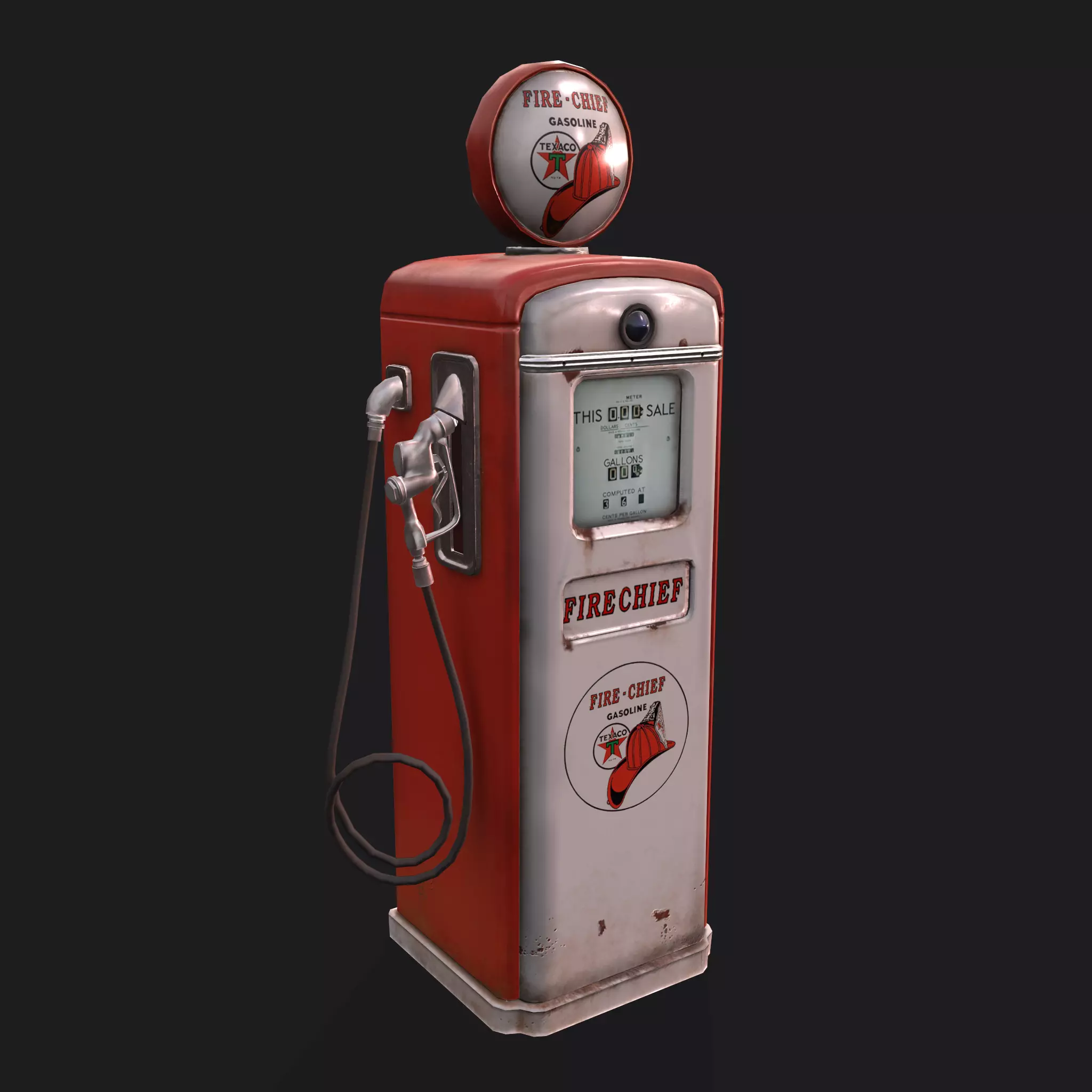 Vintage Gas Pump  Low-poly 3D model_0
