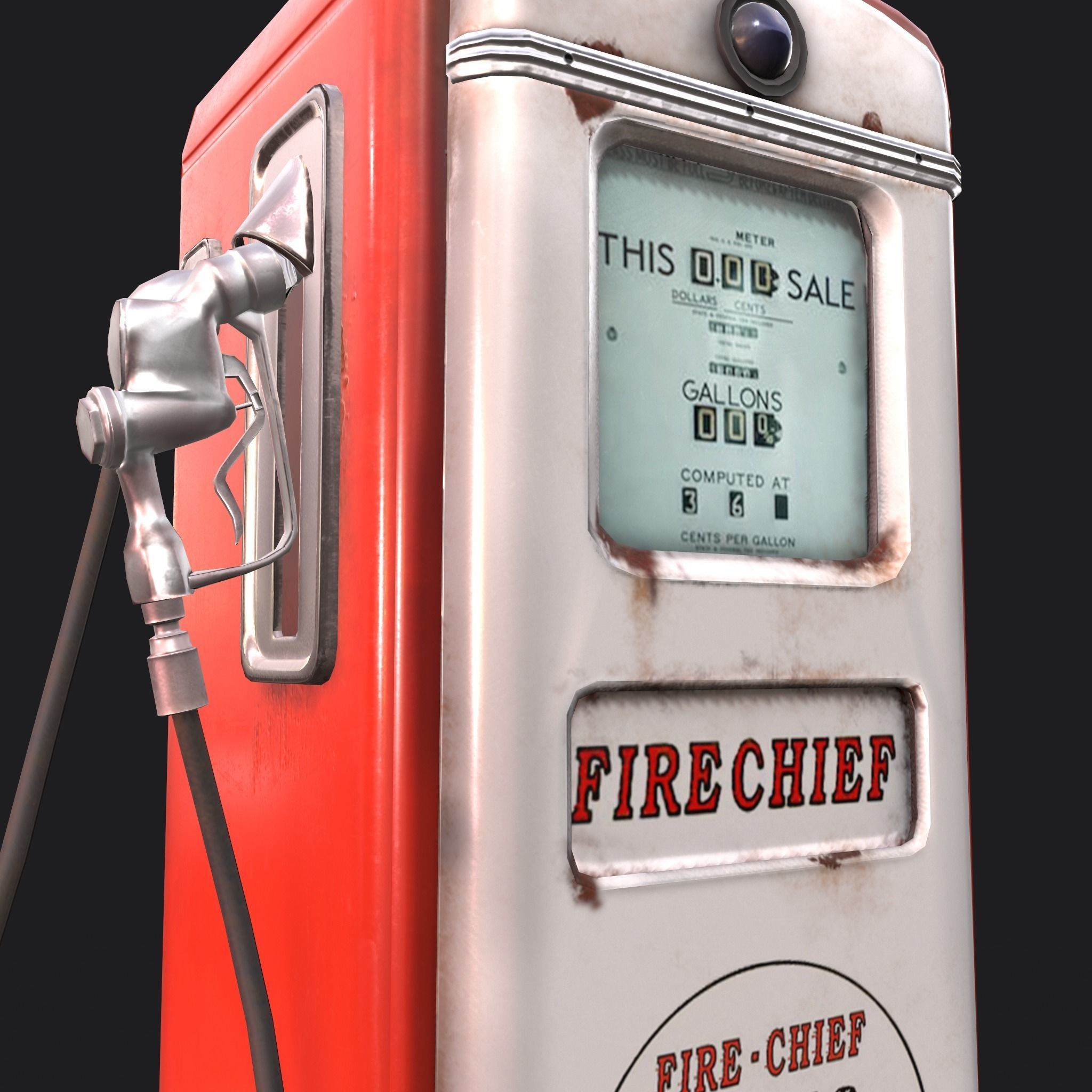 Vintage Gas Pump  Low-poly 3D model_24