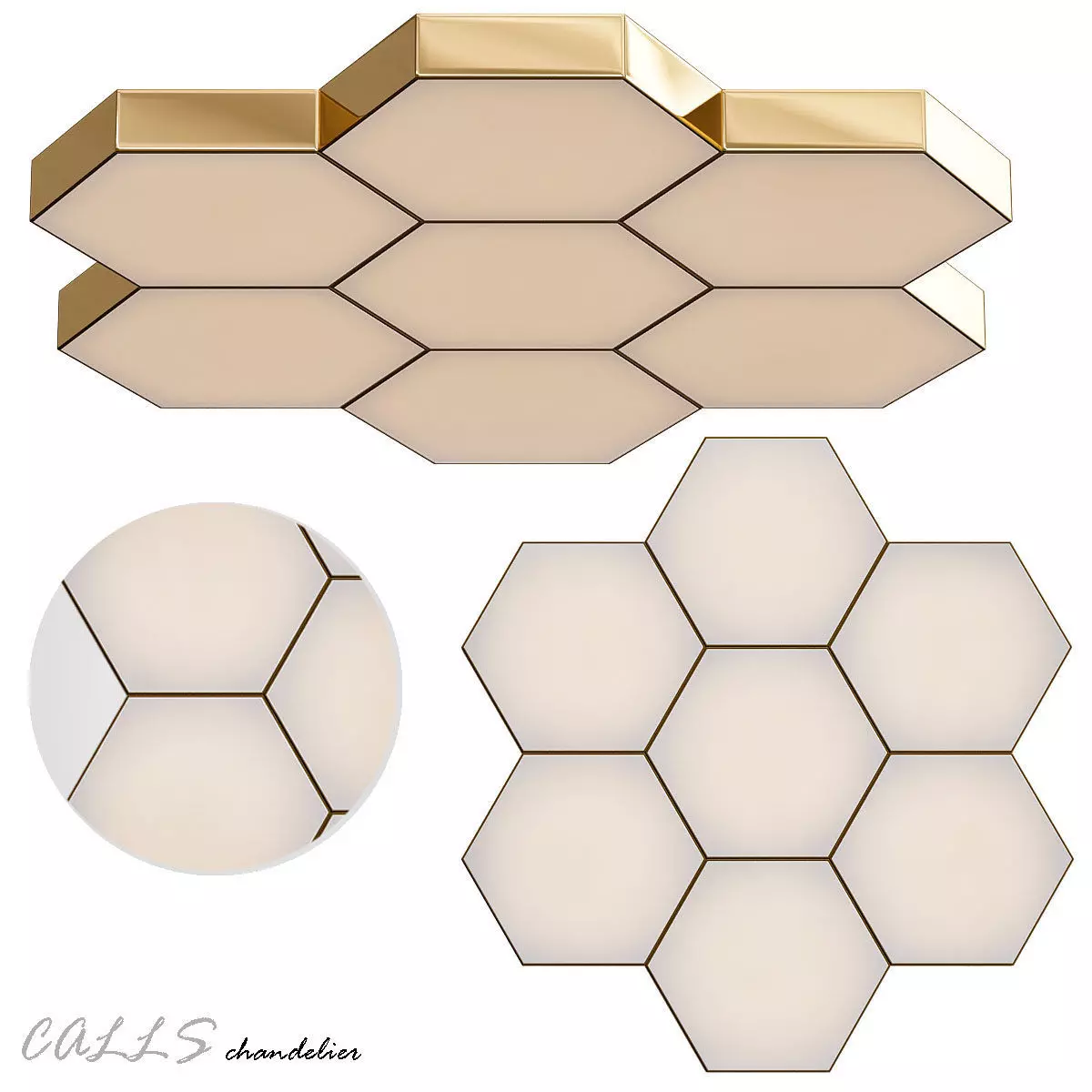 CALLS gold and hexagonal ceiling light 3D model_0