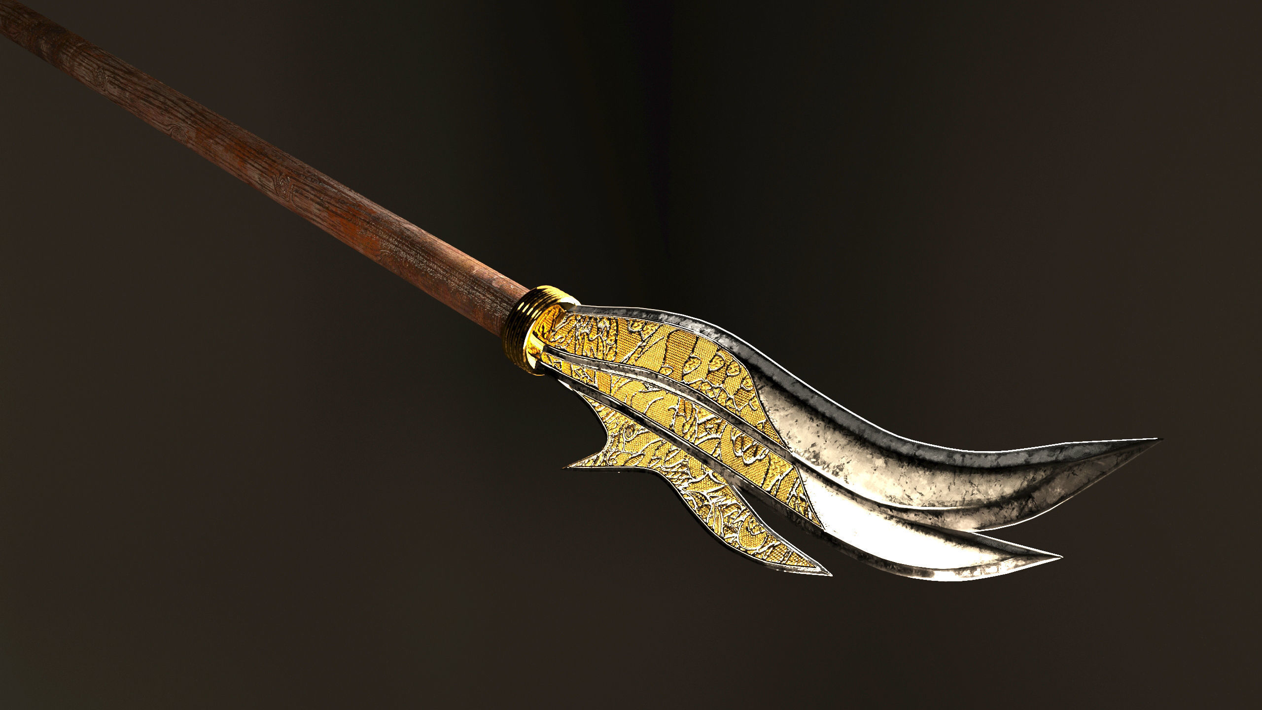 Samurai Naginata 3D model_2