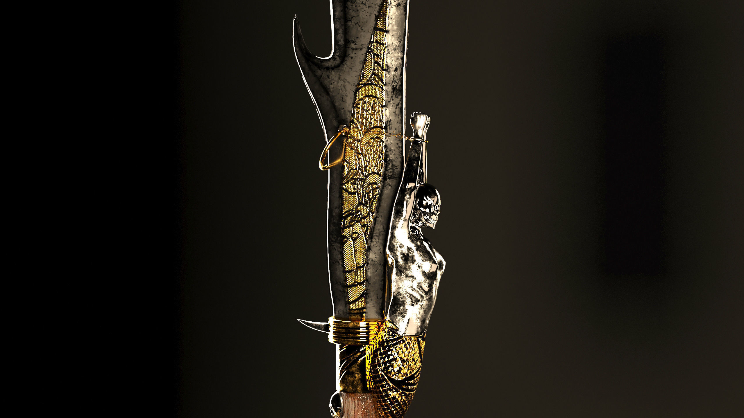 Samurai Naginata 3D model_6