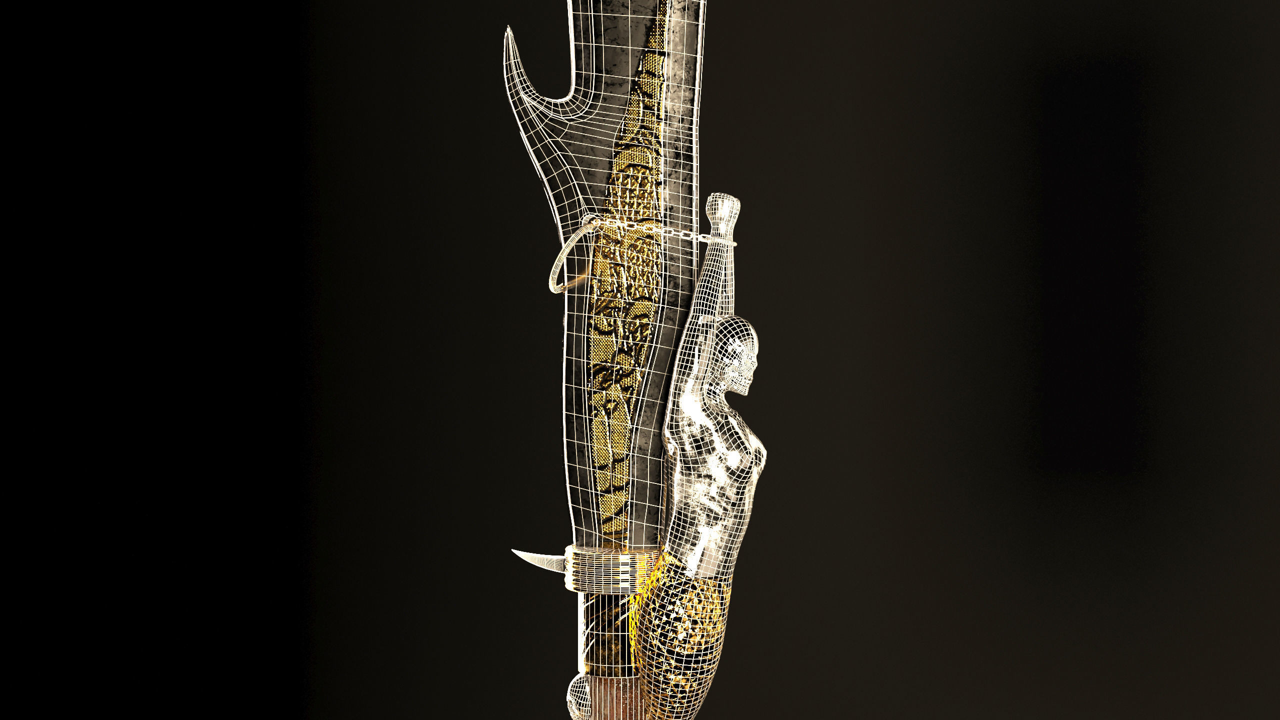 Samurai Naginata 3D model_5