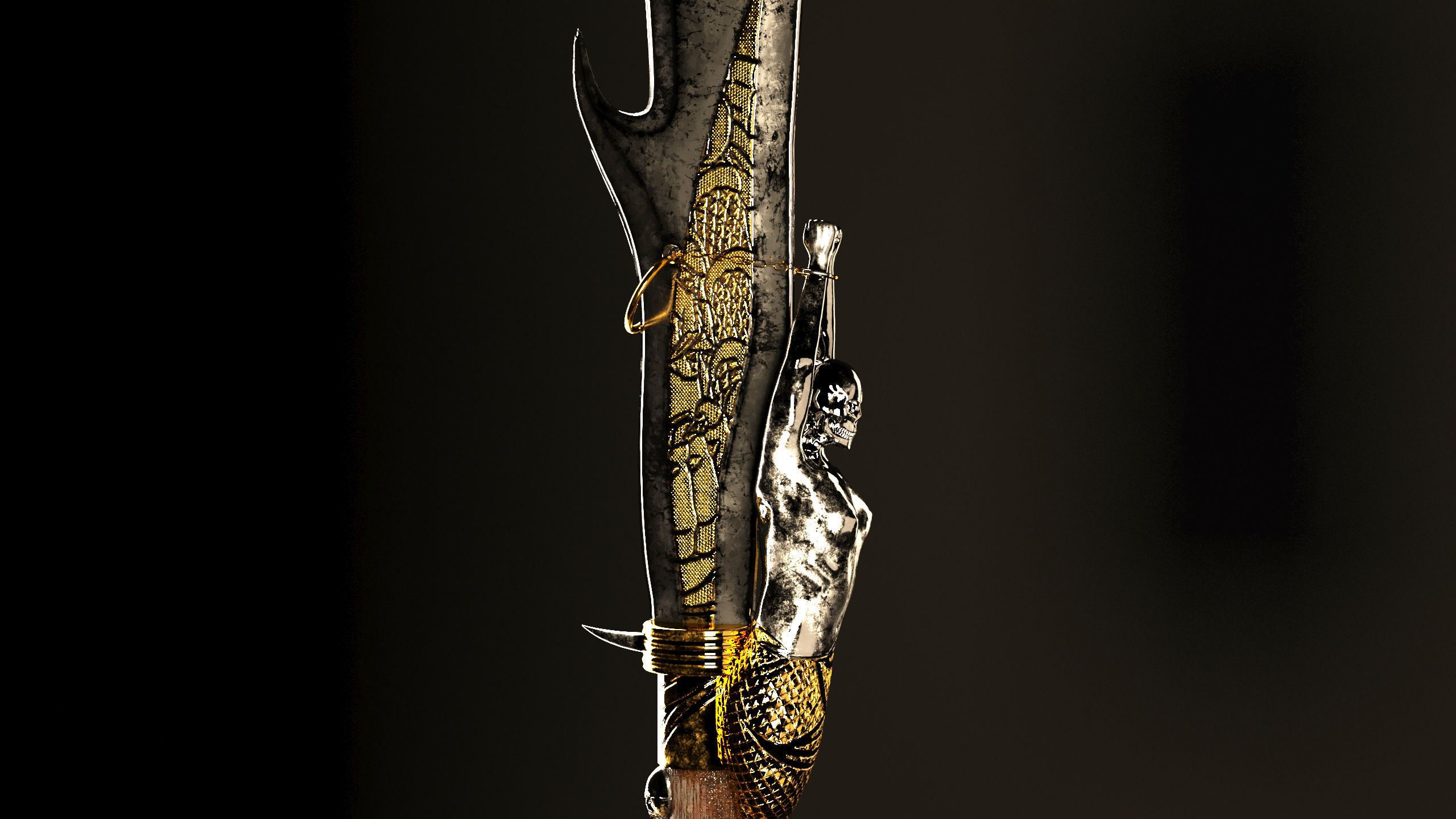 Samurai Naginata 3D model_3