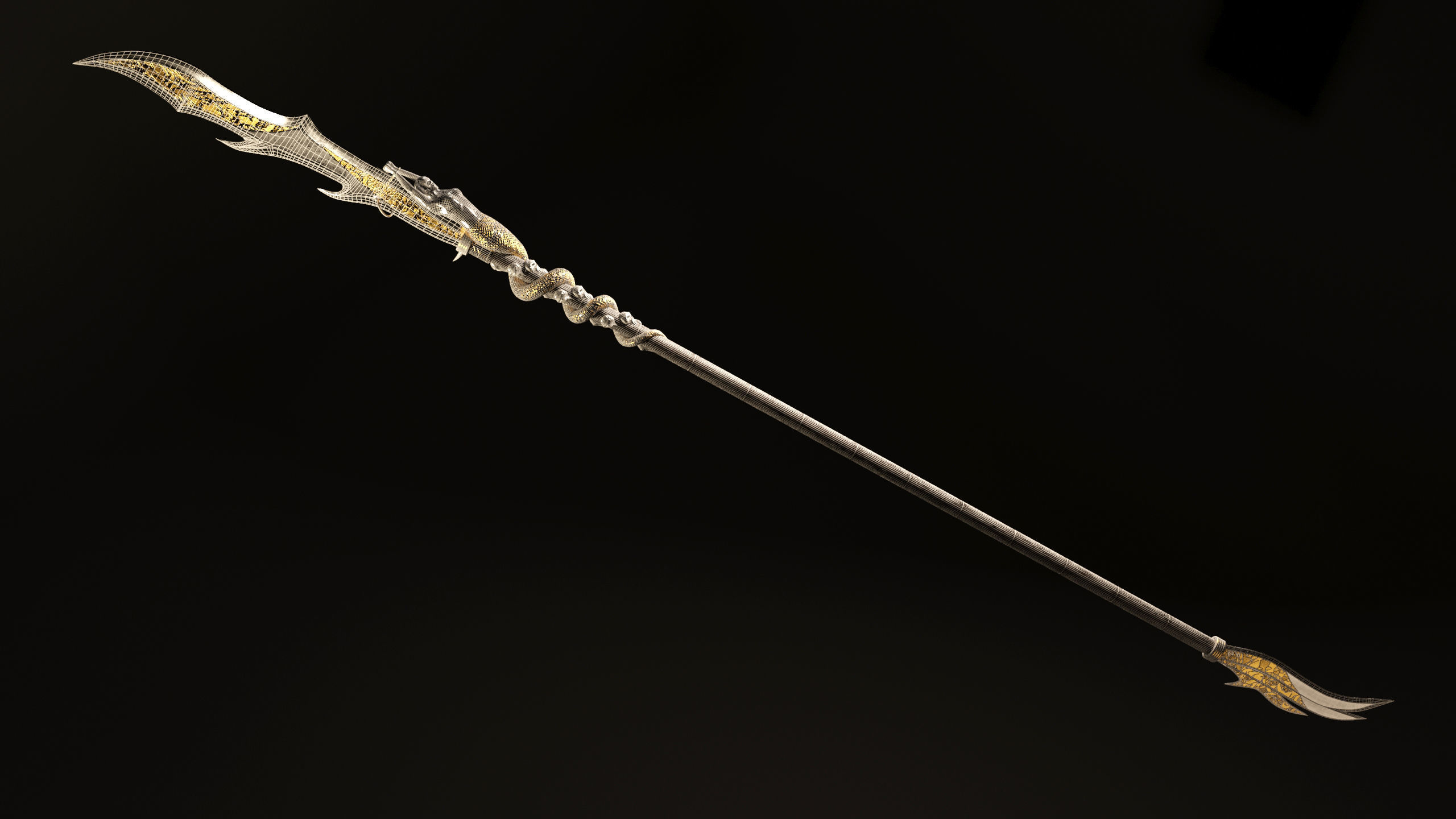 Samurai Naginata 3D model_4