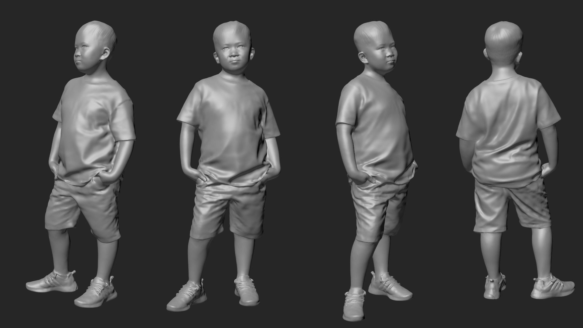 A Fat Boy Posing with Hands in Pockets 3D model_5