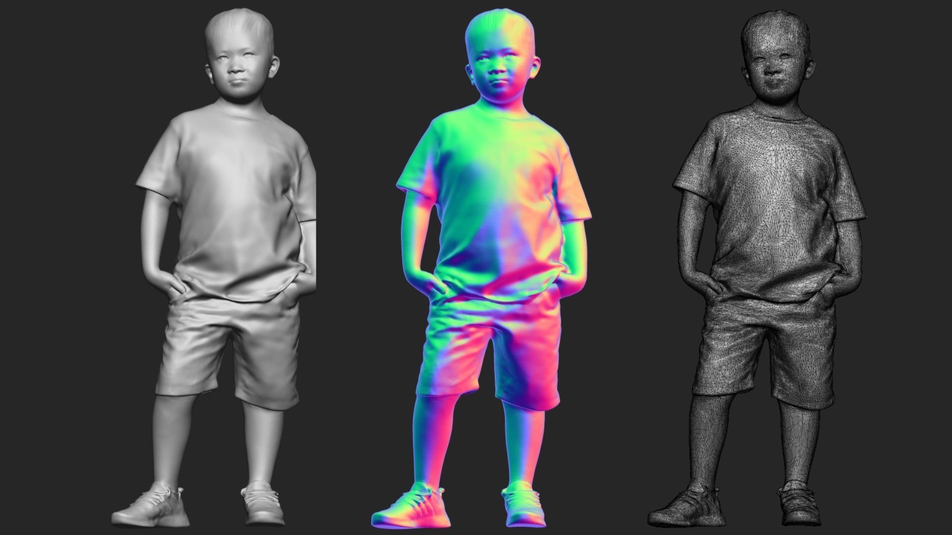 A Fat Boy Posing with Hands in Pockets 3D model_6