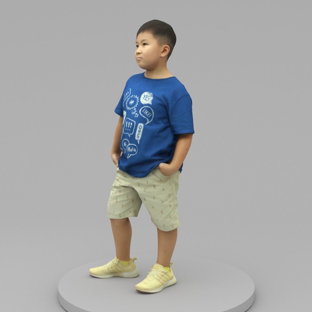 A Fat Boy Posing with Hands in Pockets 3D model_1