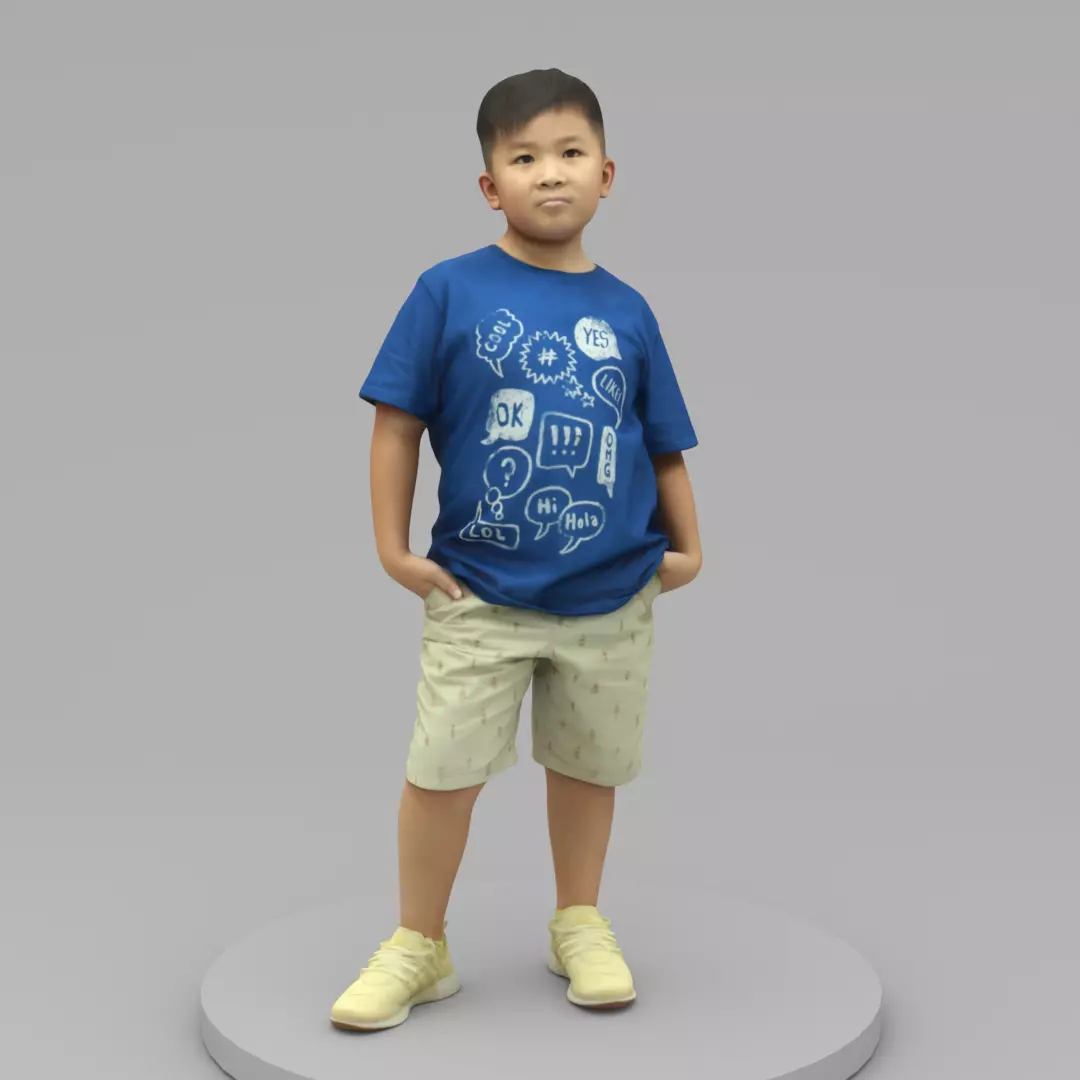 A Fat Boy Posing with Hands in Pockets 3D model_0