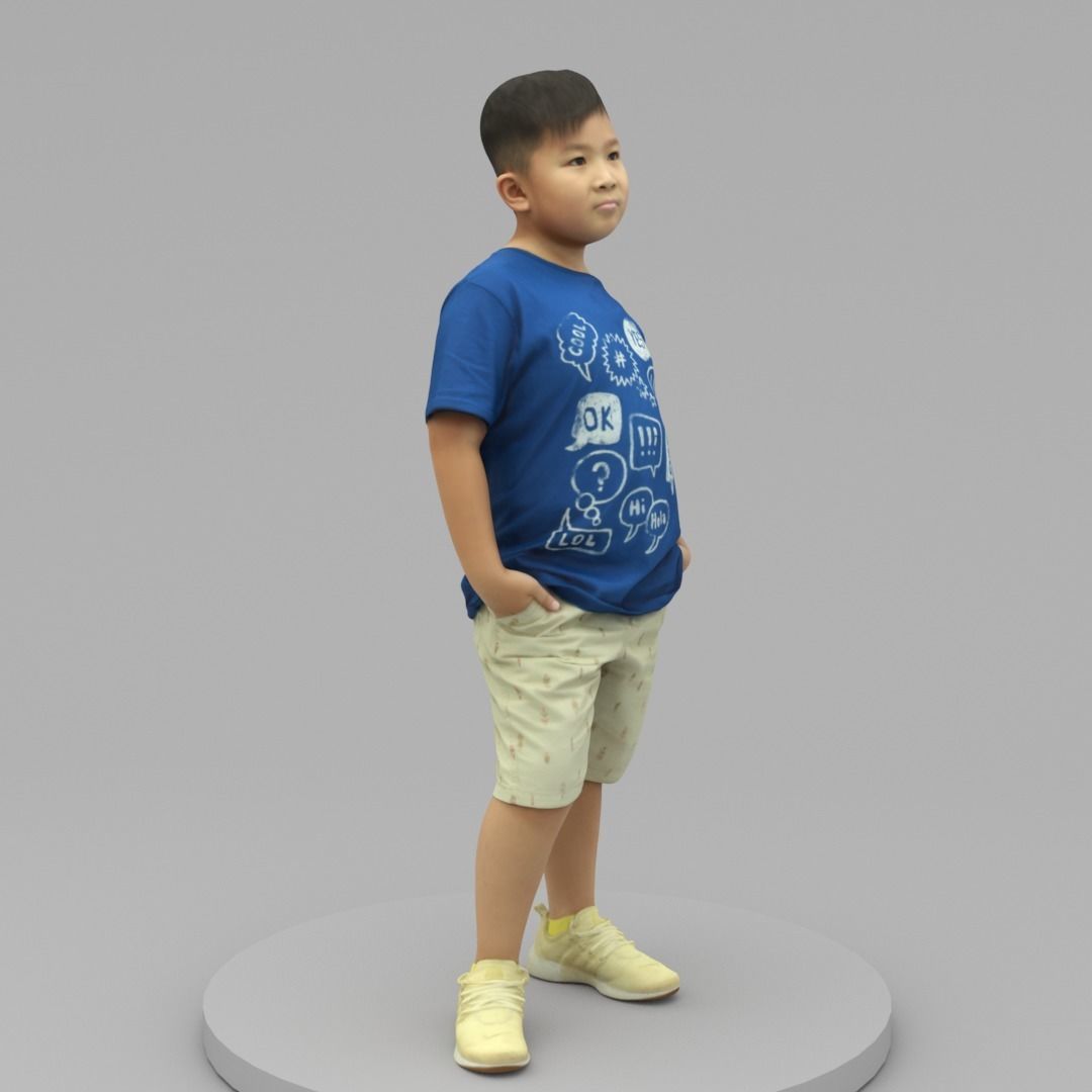 A Fat Boy Posing with Hands in Pockets 3D model_2