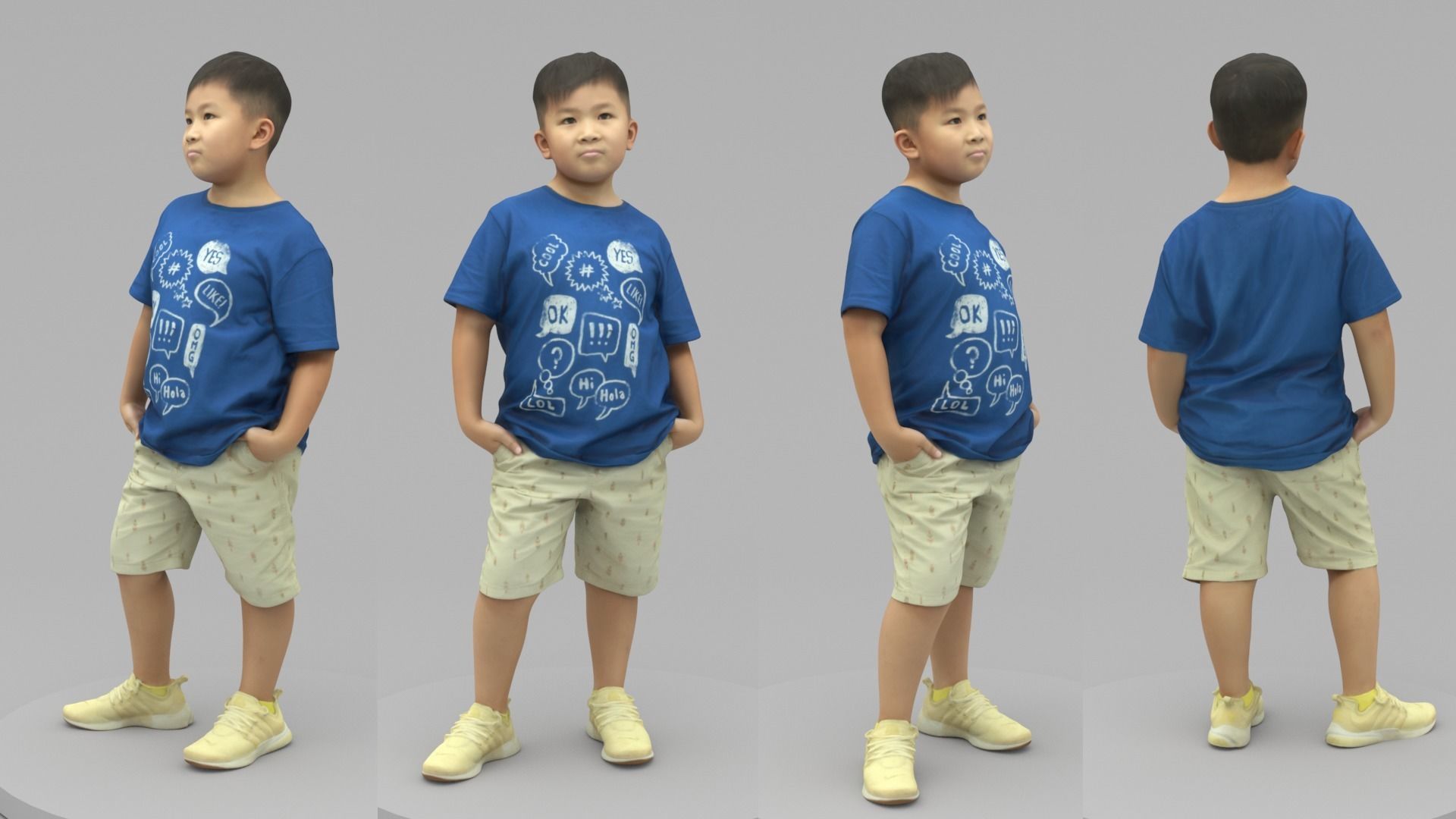 A Fat Boy Posing with Hands in Pockets 3D model_4