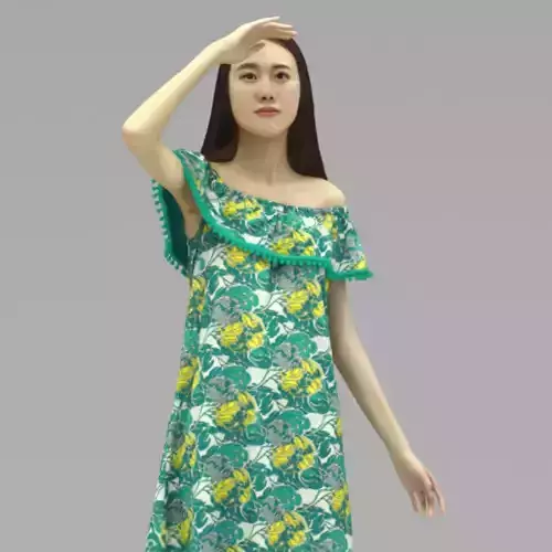 A Skinny Young Woman Looking Forward In Half Body Portrait