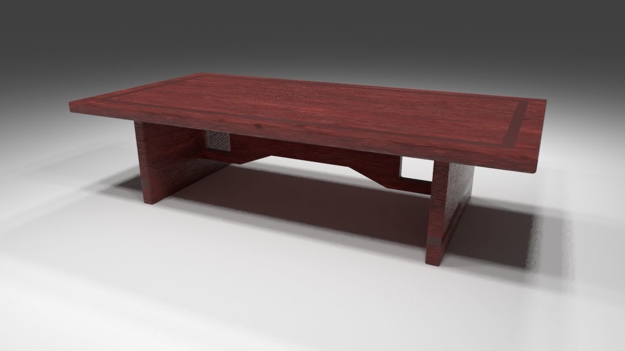 Low quality wood table Free 3D model_7