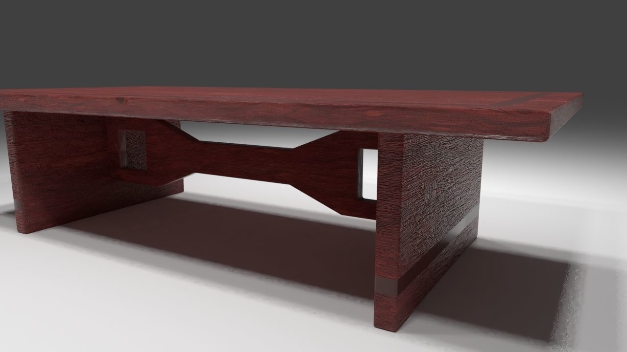 Low quality wood table Free 3D model_11