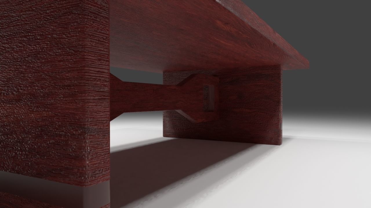 Low quality wood table Free 3D model_3