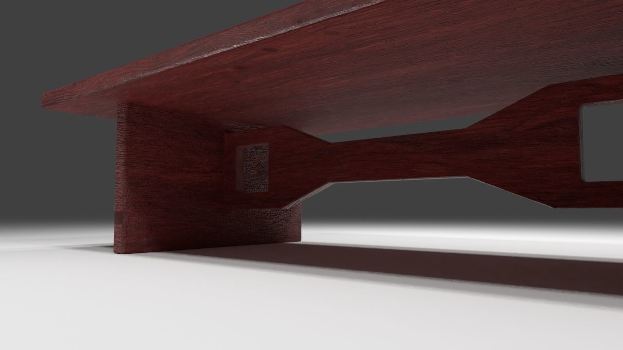 Low quality wood table Free 3D model_2