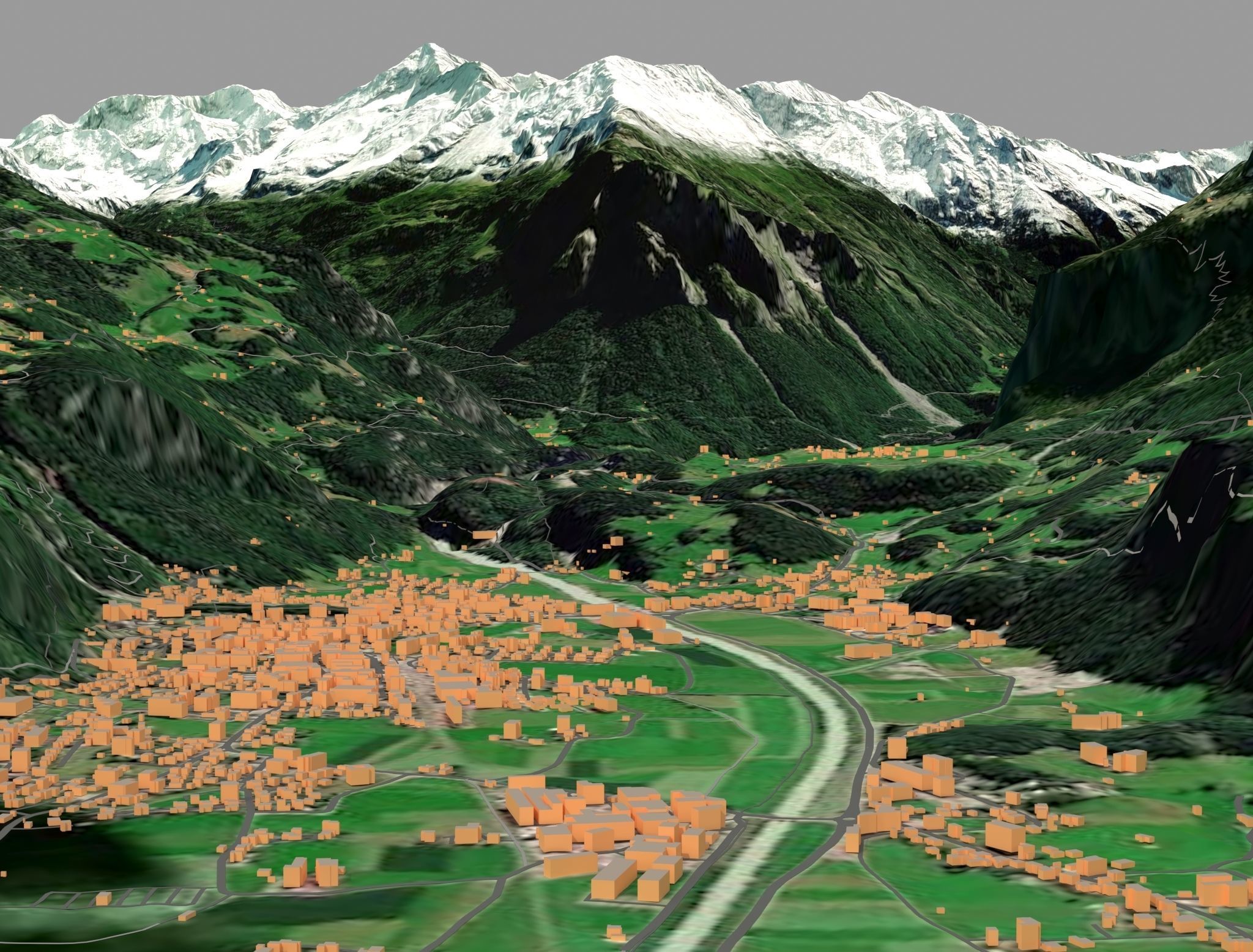 Mountain landscape Liechtenstein 3D model_2