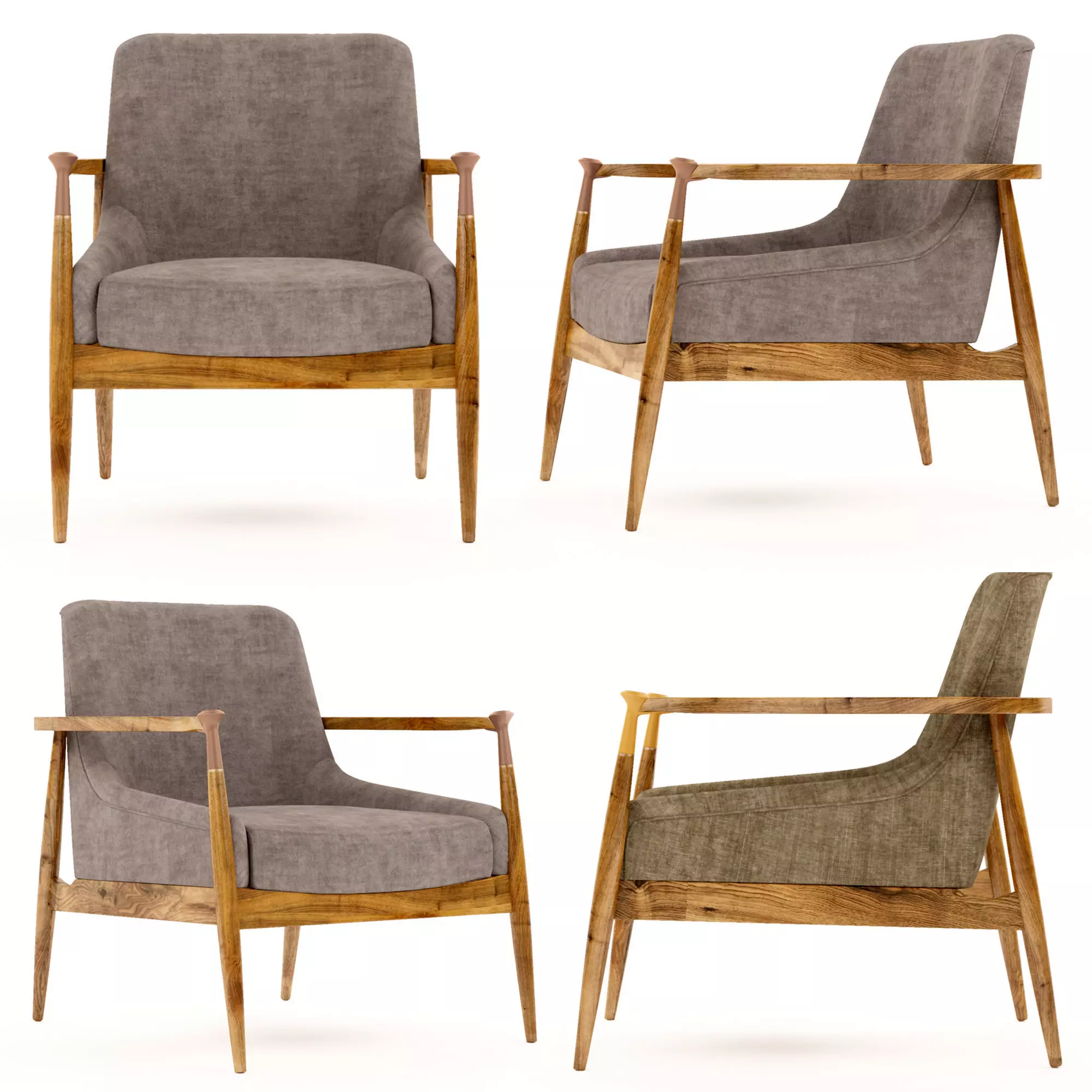 FIG single seat wooden Armchair 3D model