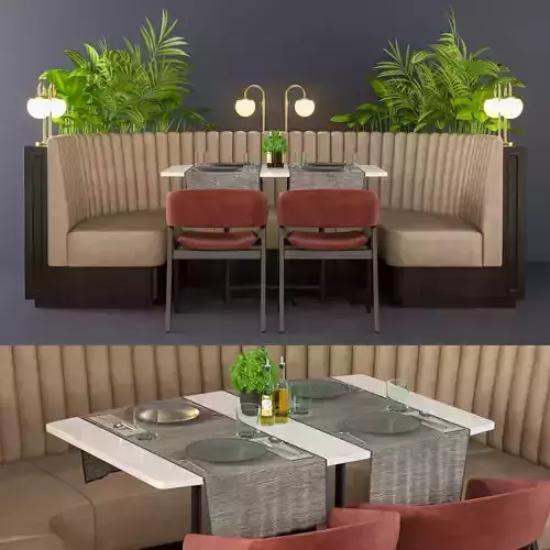 Restaurant seat U type 3D model