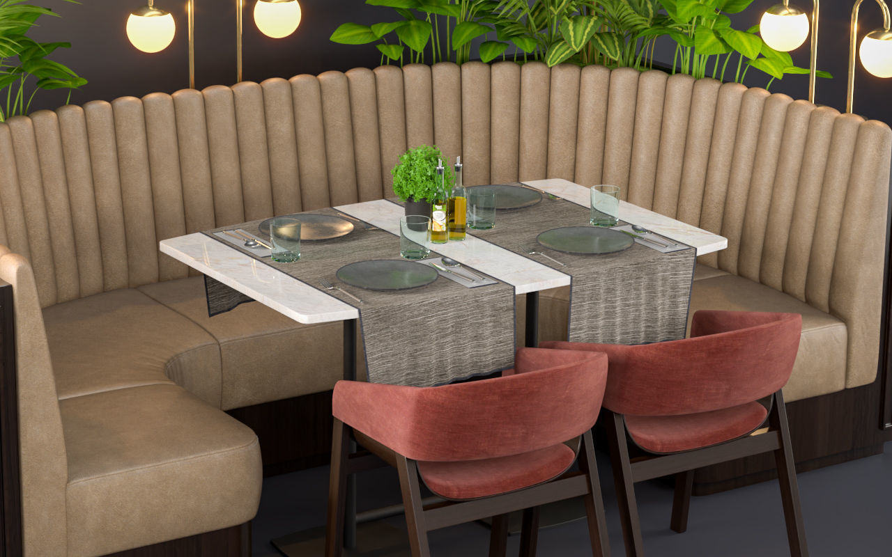 Restaurant seat U type 3D model_9