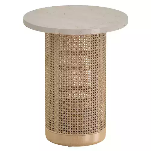 Vernet Travertine Cane End Table Crate and Barrel 3D model