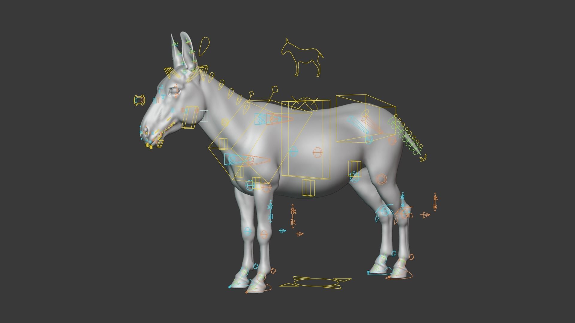 Grey Donkey Animated 3D model_3