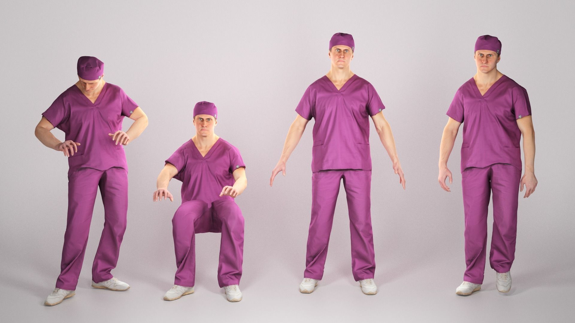 Animated surgeon walking working using PC 204 Low-poly 3D model_2