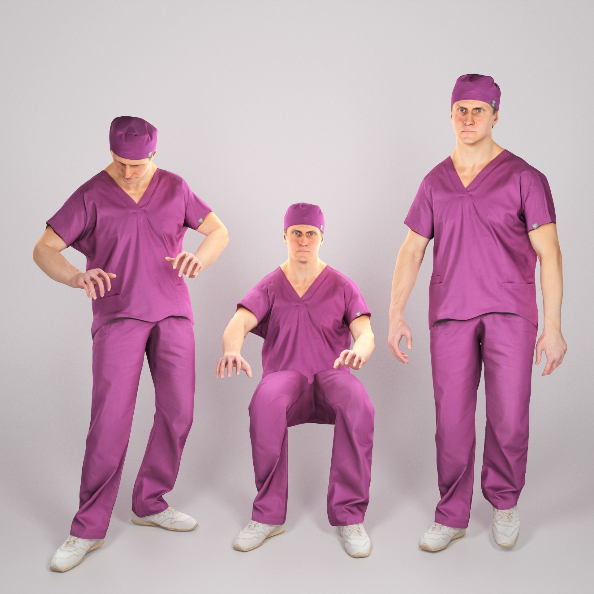 Animated surgeon walking working using PC 204 Low-poly 3D model_1