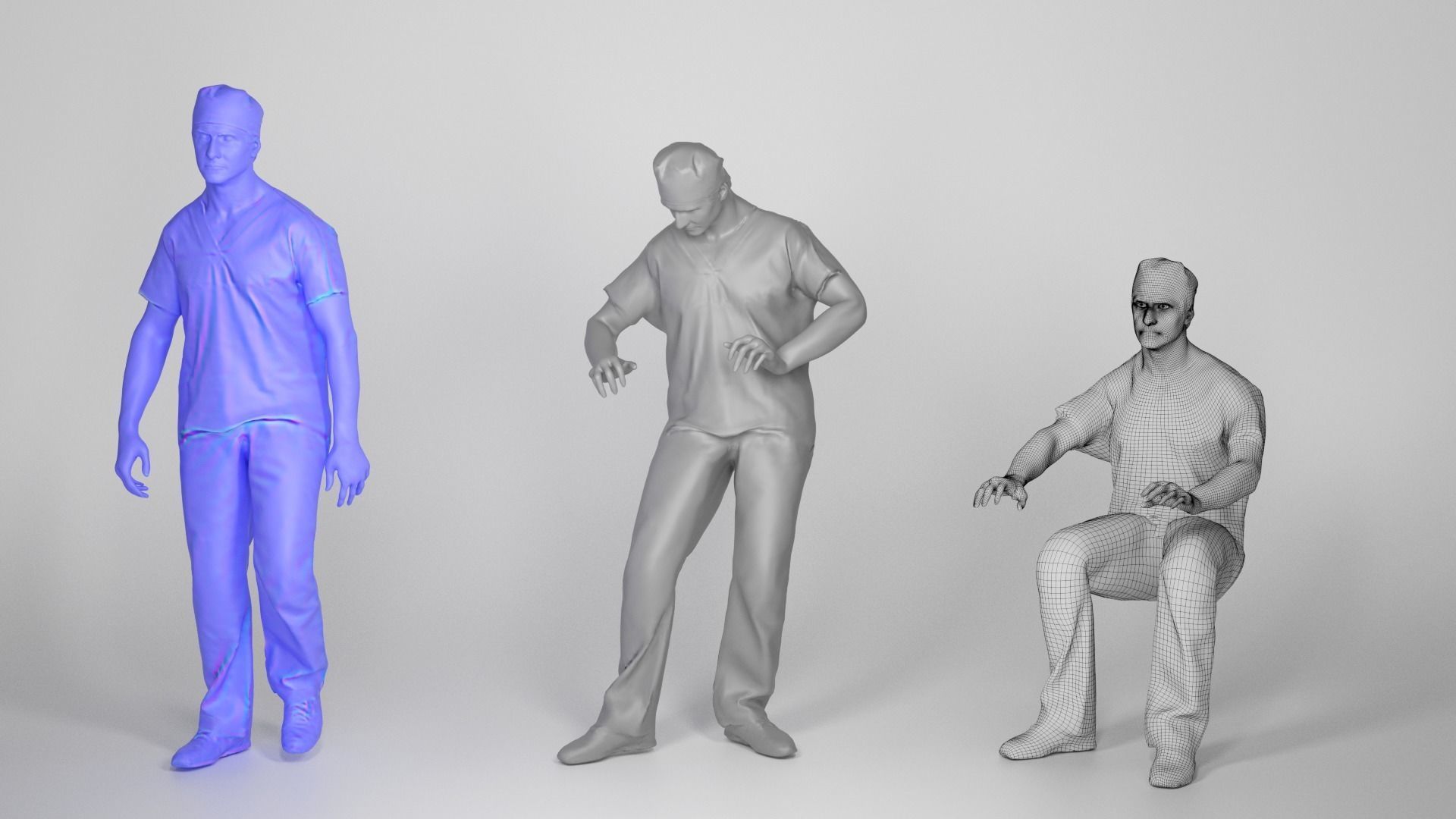 Animated surgeon walking working using PC 204 Low-poly 3D model_3
