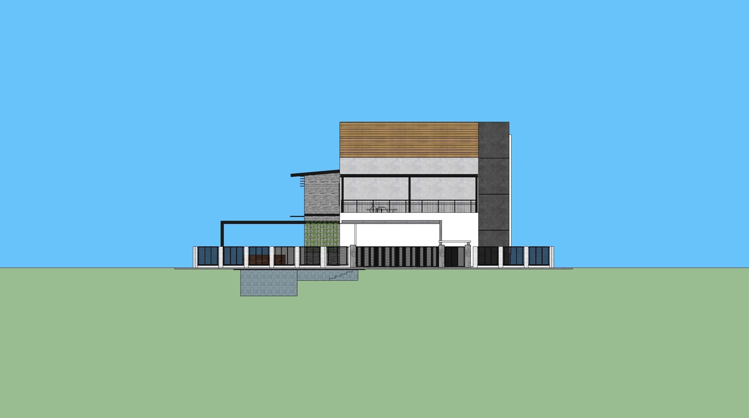 Modern Resthouse or Mansion or Guest House Low-poly 3D model_4