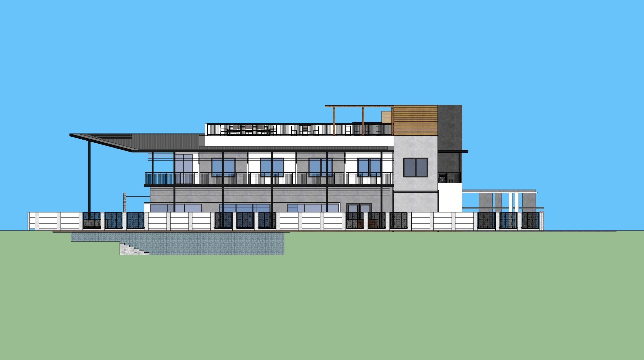 Modern Resthouse or Mansion or Guest House Low-poly 3D model_9
