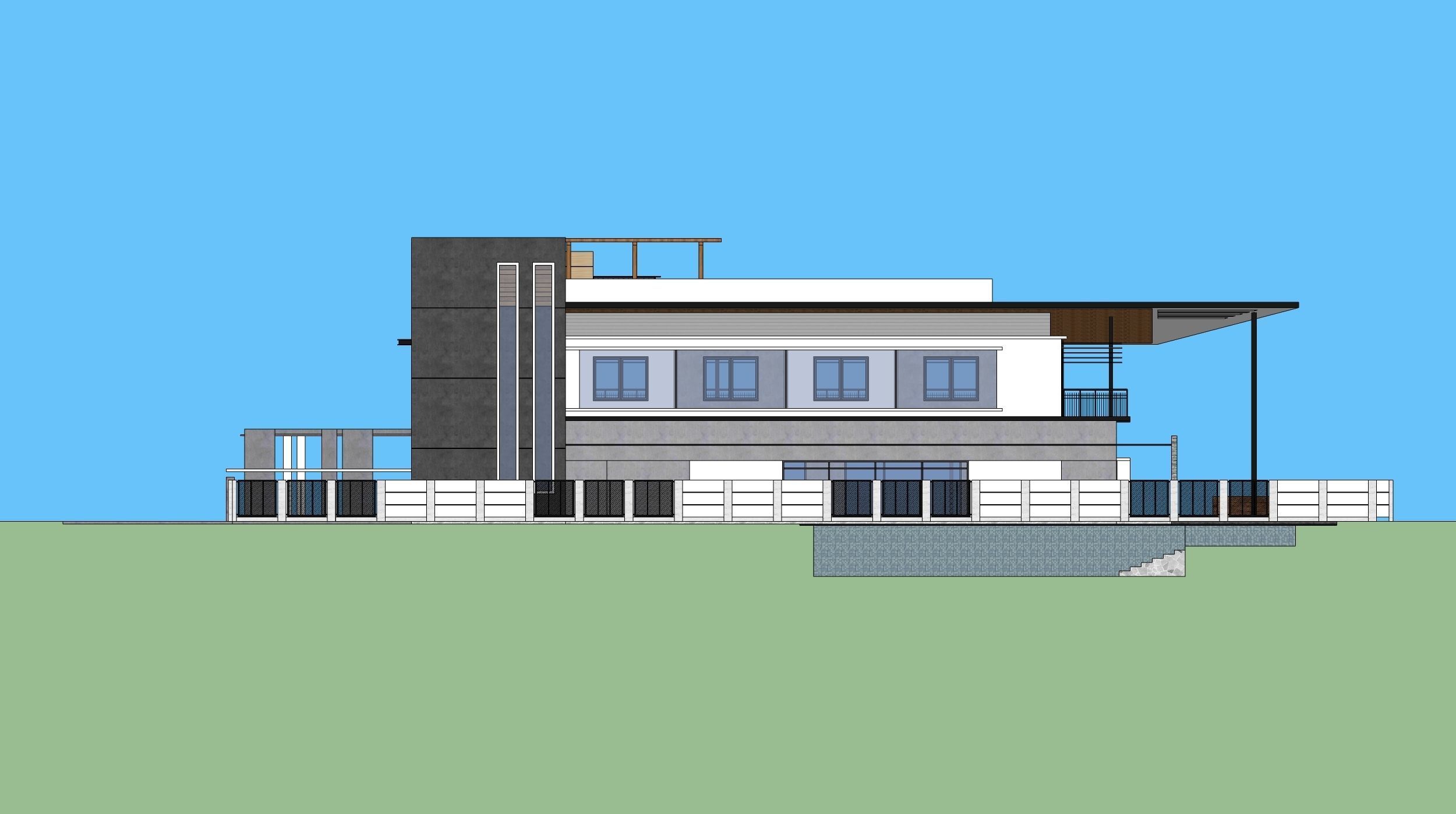 Modern Resthouse or Mansion or Guest House Low-poly 3D model_12