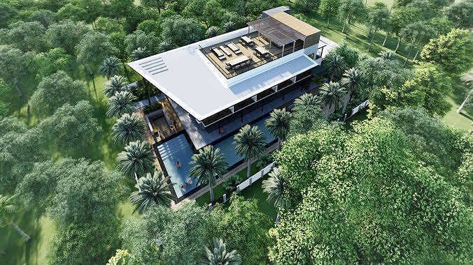 Modern Resthouse or Mansion or Guest House Low-poly 3D model