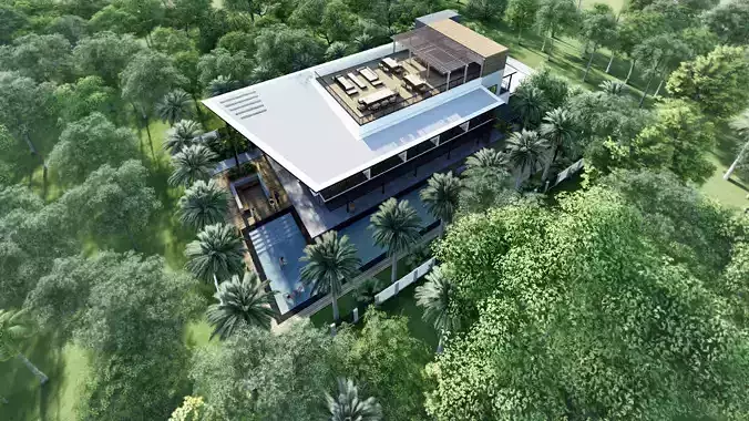 Modern Resthouse or Mansion or Guest House Low-poly 3D model
