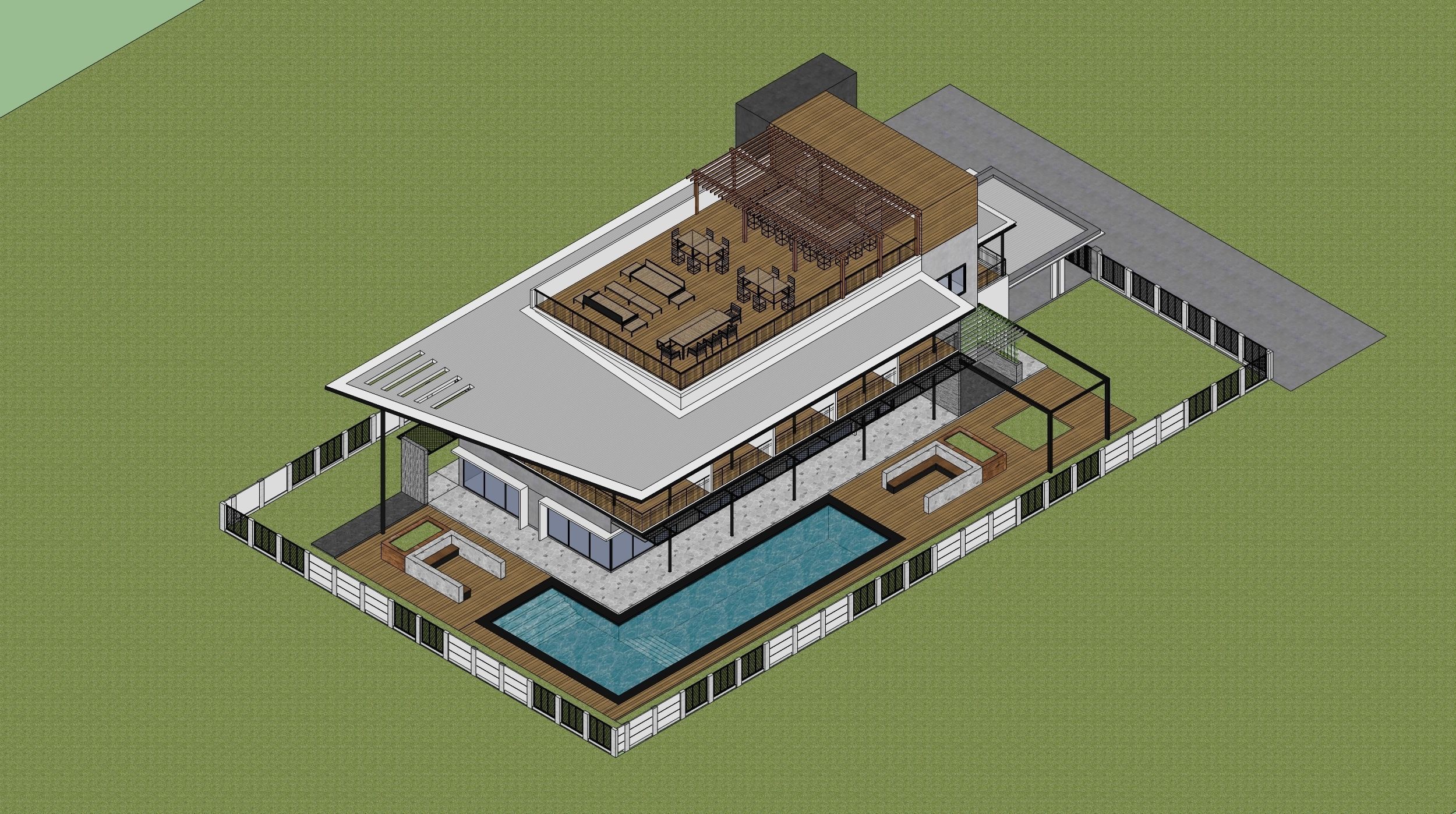 Modern Resthouse or Mansion or Guest House Low-poly 3D model_7