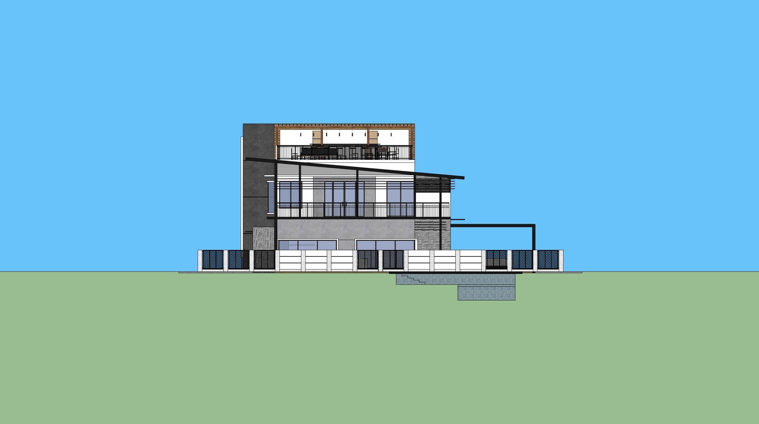 Modern Resthouse or Mansion or Guest House Low-poly 3D model_11
