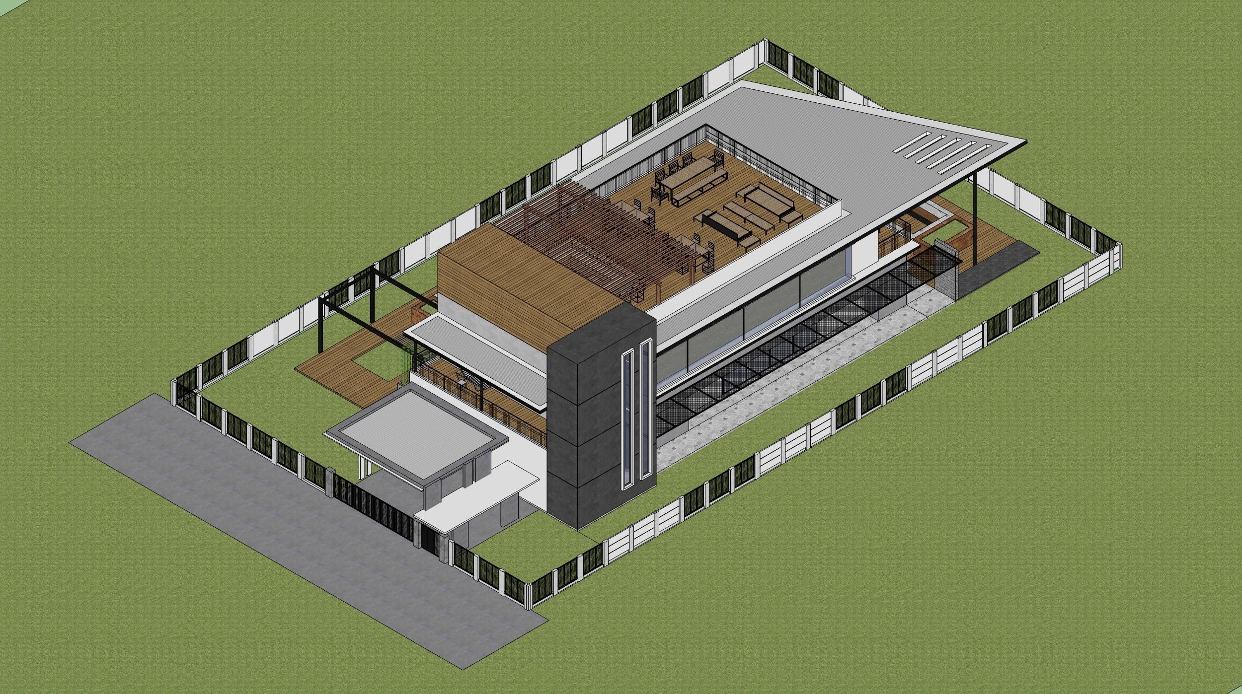 Modern Resthouse or Mansion or Guest House Low-poly 3D model_5