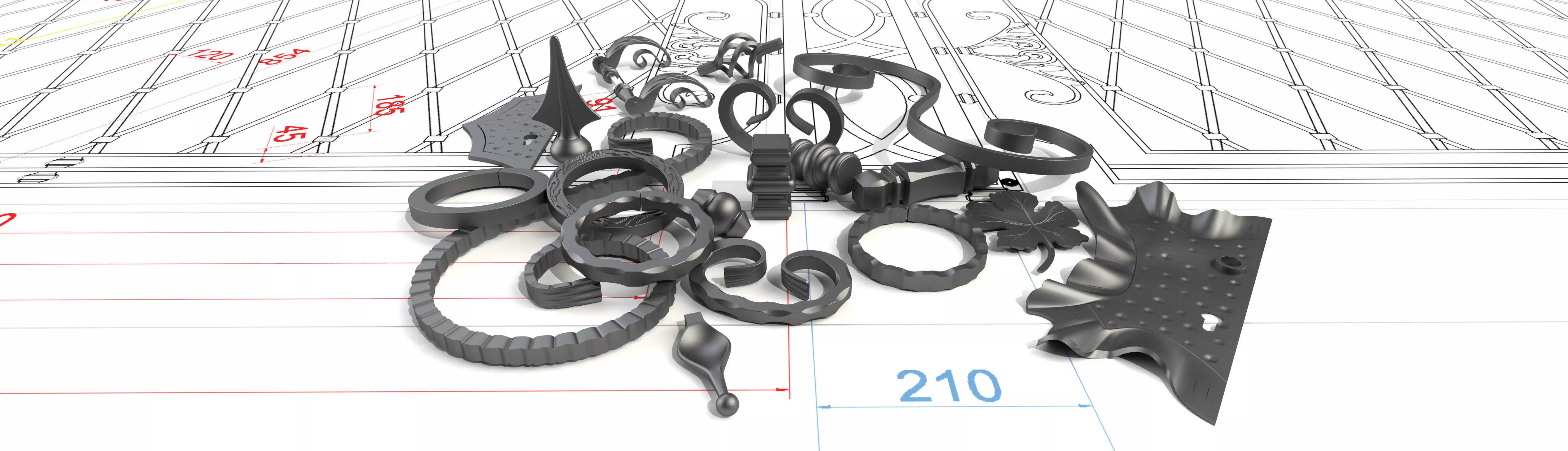 Wrought iron elements 3D model_0