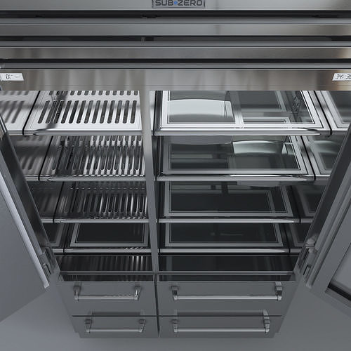 SUBZERO PRO 4850 Refrigerator- Freezer -With Interior 3D model 6