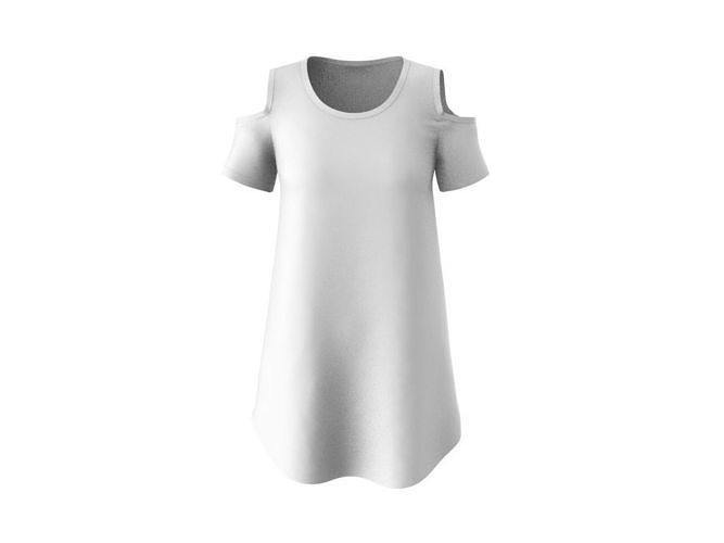 COLD-SHOULDER SWING T-SHIRT marvelous designer Low-poly 3D model