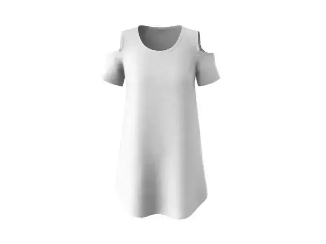 COLD-SHOULDER SWING T-SHIRT marvelous designer