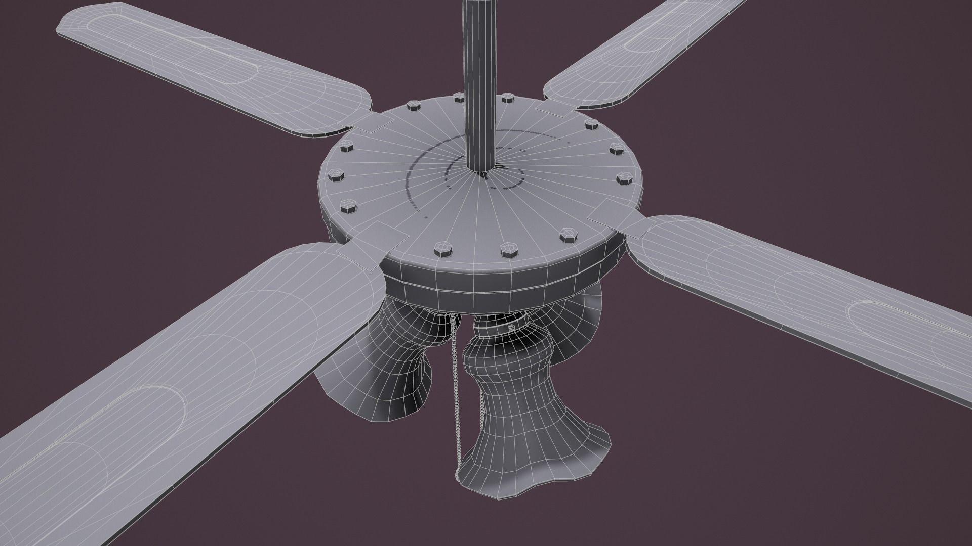 Ceiling Fan Light Low-poly 3D model_22