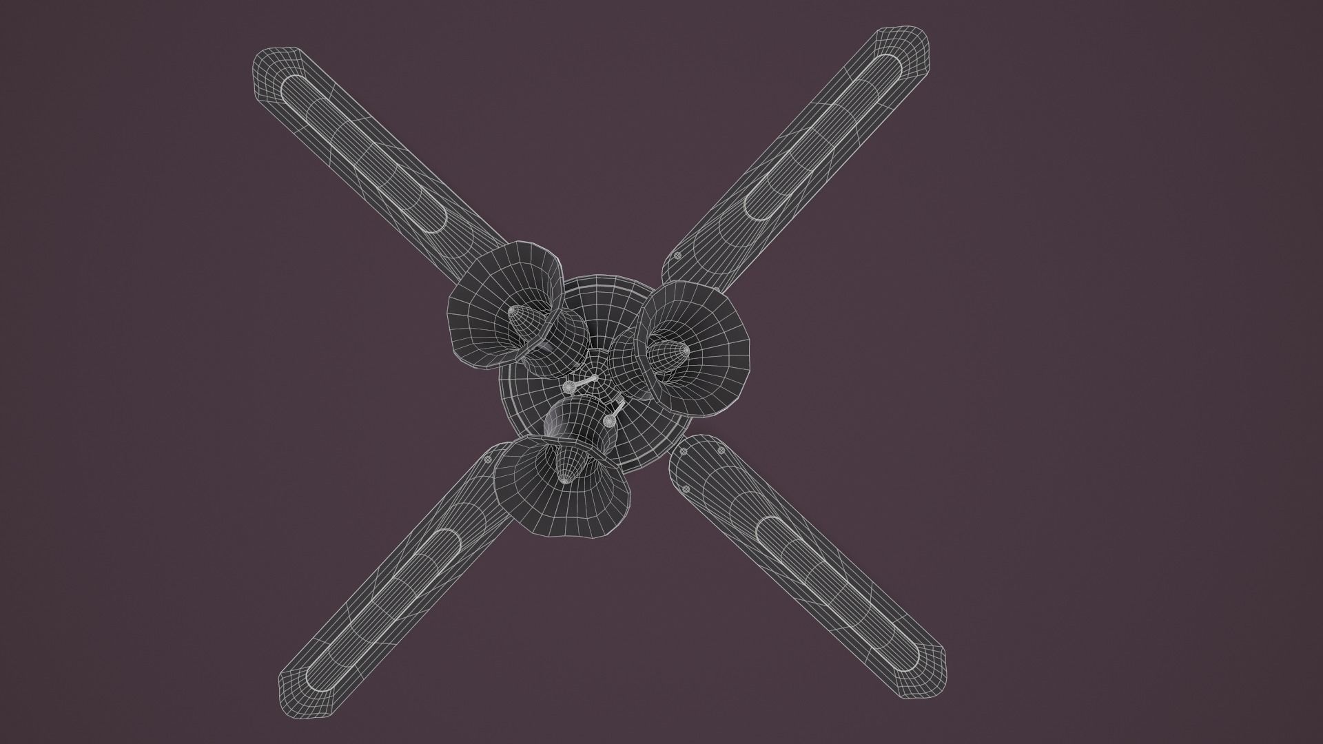Ceiling Fan Light Low-poly 3D model_17