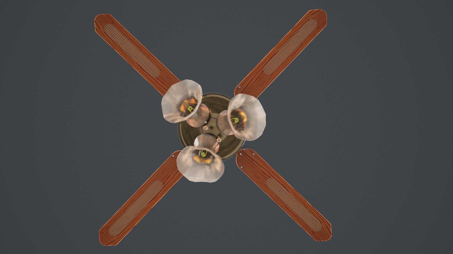 Ceiling Fan Light Low-poly 3D model_5