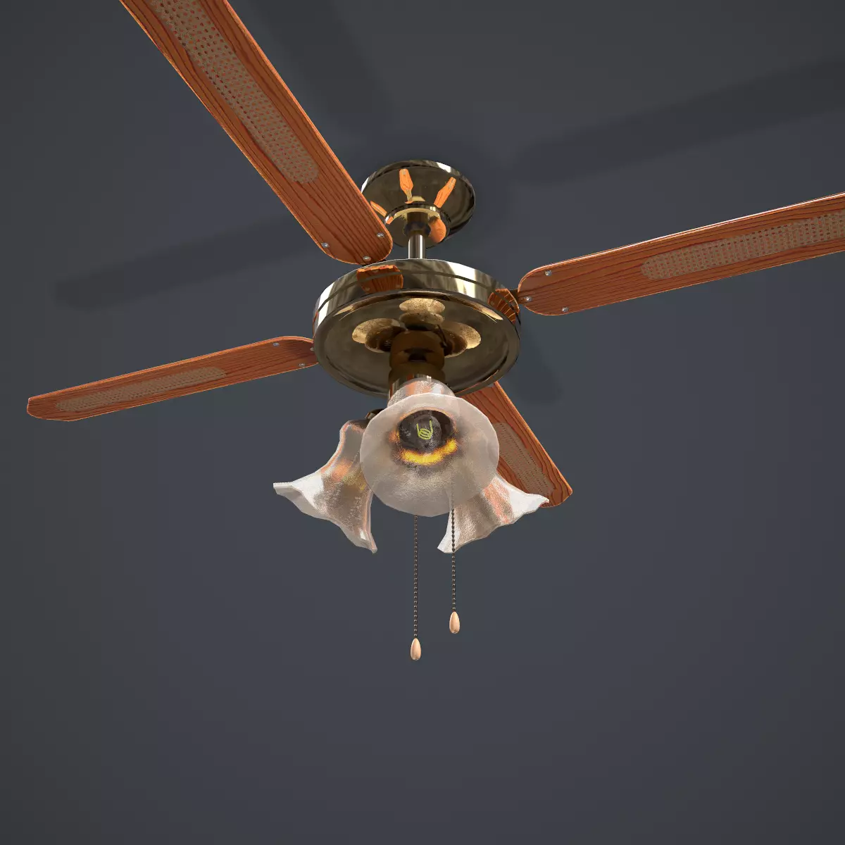 Ceiling Fan Light Low-poly 3D model_0