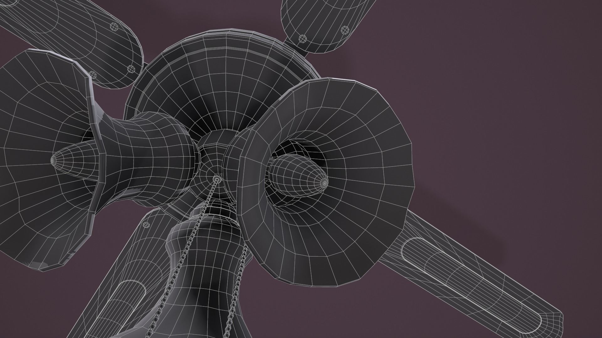 Ceiling Fan Light Low-poly 3D model_18